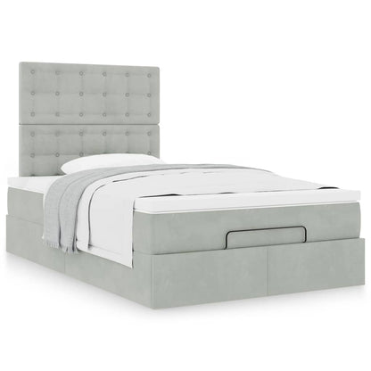 vidaXL Ottoman-Bett mit Matratzen Hellgrau 120x200 cm Samt