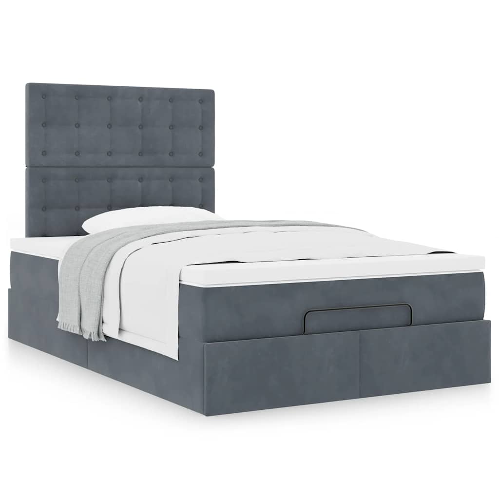 vidaXL Ottoman-Bett mit Matratzen Dunkelgrau 120x200 cm Samt