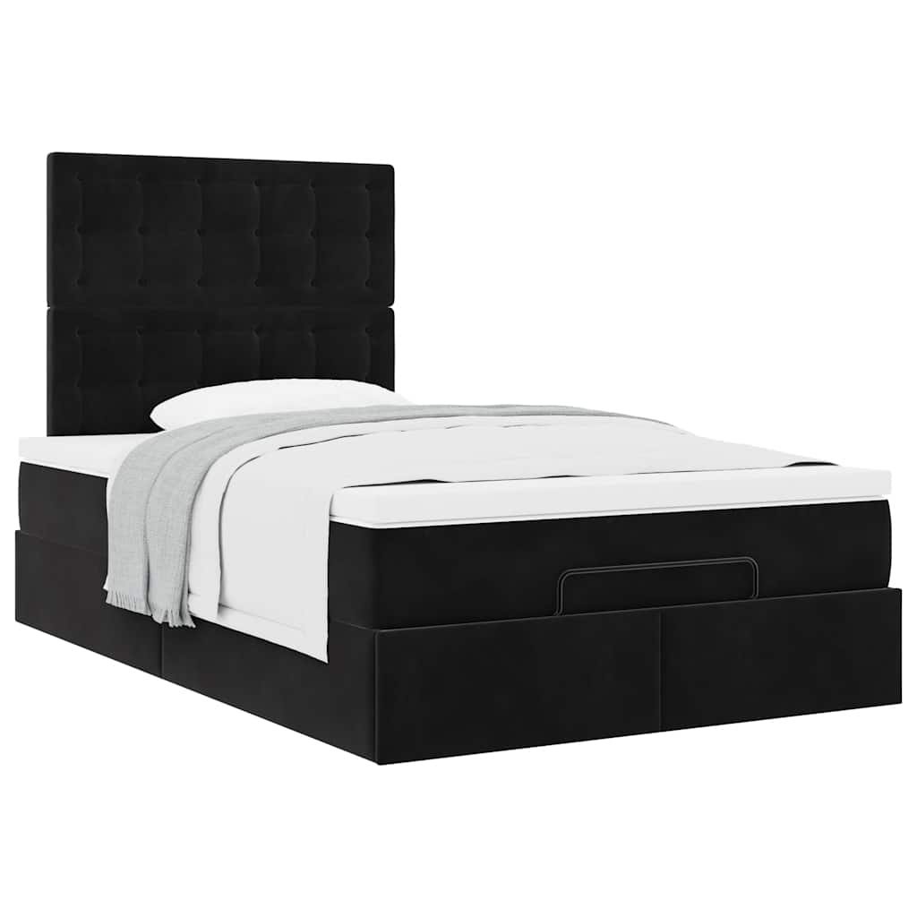 vidaXL Ottoman-Bett mit Matratzen Schwarz 120x200 cm Samt