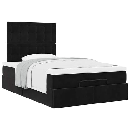 vidaXL Ottoman-Bett mit Matratzen Schwarz 120x200 cm Samt