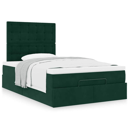 vidaXL Ottoman-Bett mit Matratzen Dunkelgrün 120x200 cm Samt