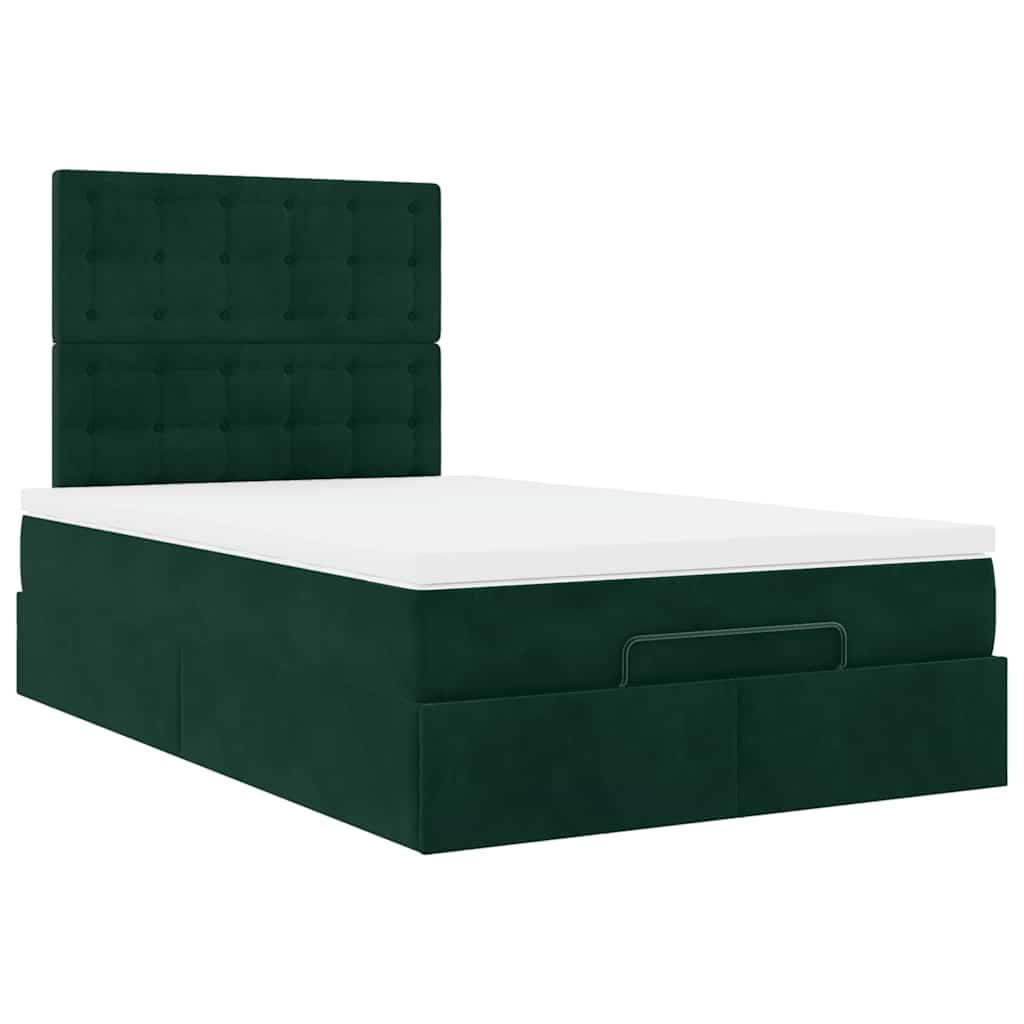 vidaXL Ottoman-Bett mit Matratzen Dunkelgrün 120x200 cm Samt