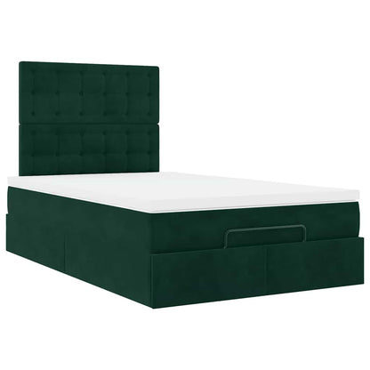 vidaXL Ottoman-Bett mit Matratzen Dunkelgrün 120x200 cm Samt