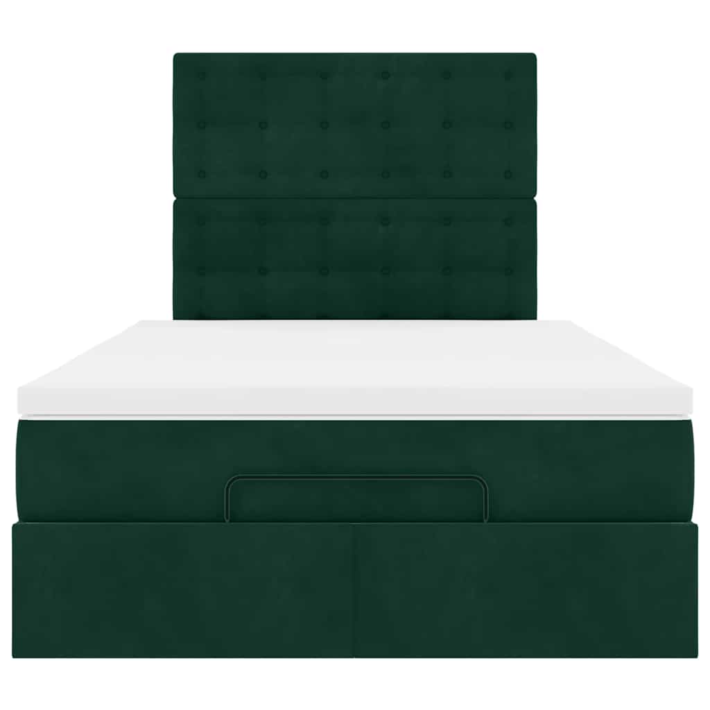 vidaXL Ottoman-Bett mit Matratzen Dunkelgrün 120x200 cm Samt