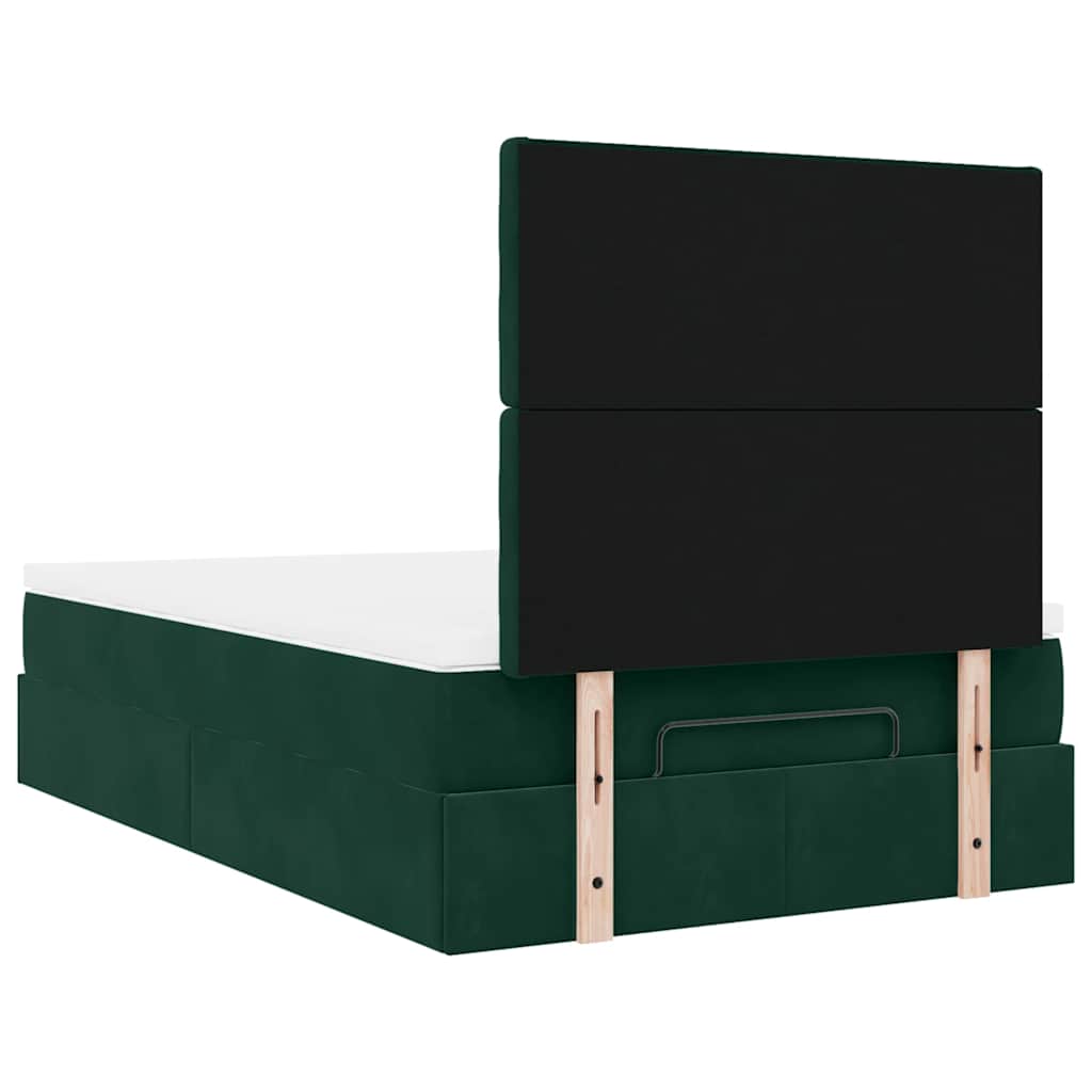 vidaXL Ottoman-Bett mit Matratzen Dunkelgrün 120x200 cm Samt