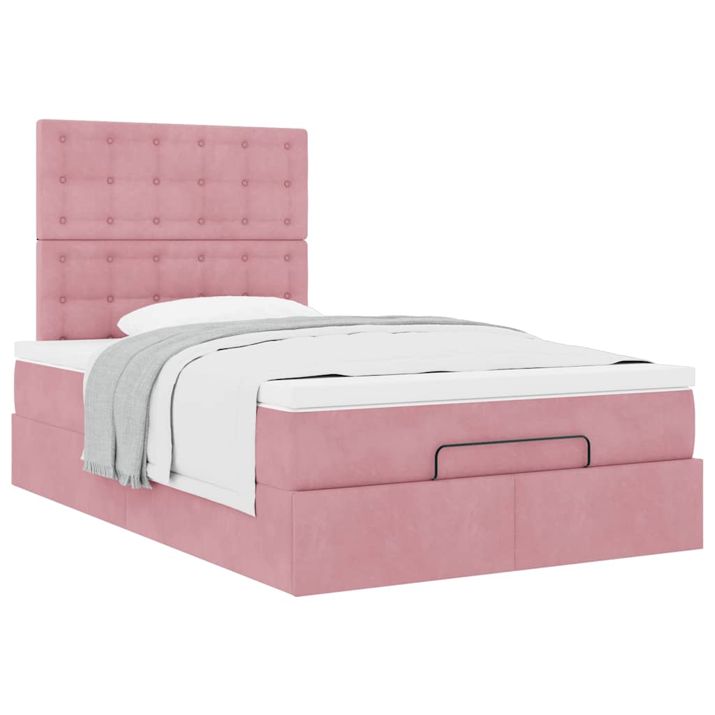 vidaXL Ottoman-Bett mit Matratzen Rosa 120x200 cm Samt