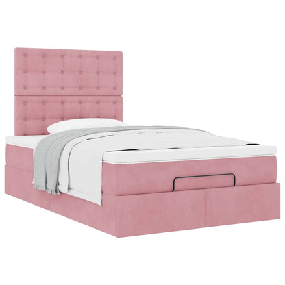 vidaXL Ottoman-Bett mit Matratzen Rosa 120x200 cm Samt