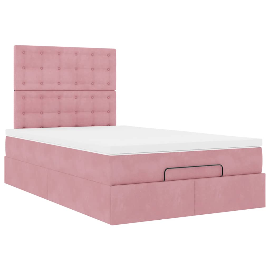 vidaXL Ottoman-Bett mit Matratzen Rosa 120x200 cm Samt