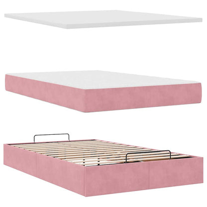 vidaXL Ottoman-Bett mit Matratzen Rosa 120x200 cm Samt