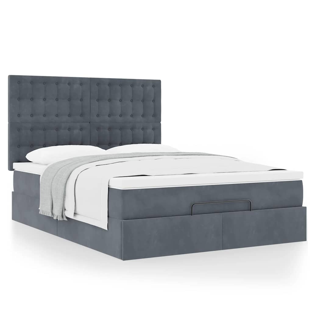 vidaXL Ottoman-Bett mit Matratzen Dunkelgrau 140x190 cm Samt