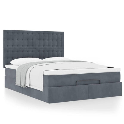 vidaXL Ottoman-Bett mit Matratzen Dunkelgrau 140x190 cm Samt