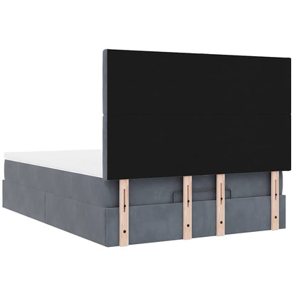 vidaXL Ottoman-Bett mit Matratzen Dunkelgrau 140x190 cm Samt