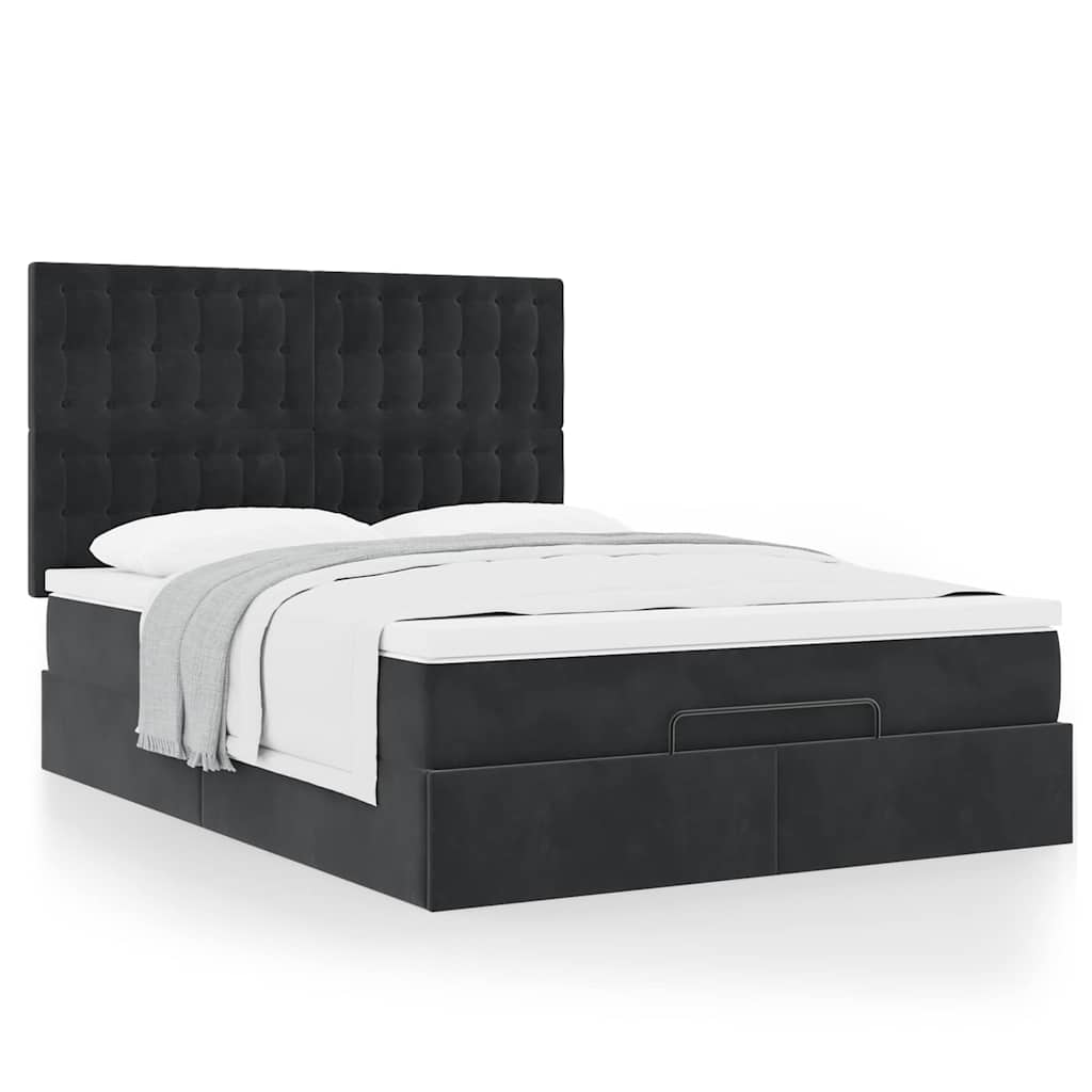 vidaXL Ottoman-Bett mit Matratzen Schwarz 140x190 cm Samt