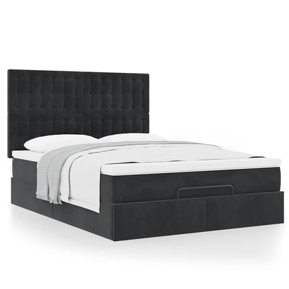 vidaXL Ottoman-Bett mit Matratzen Schwarz 140x190 cm Samt