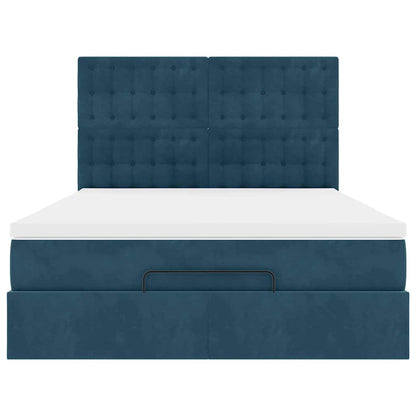 Ottoman-Bett mit Matratzen Dunkelblau 140x190 cm Samt