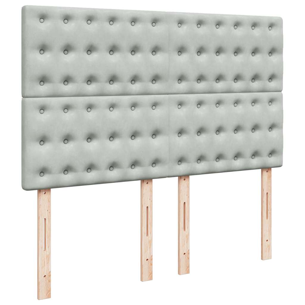 vidaXL Ottoman-Bett mit Matratzen Hellgrau 140x200 cm Samt