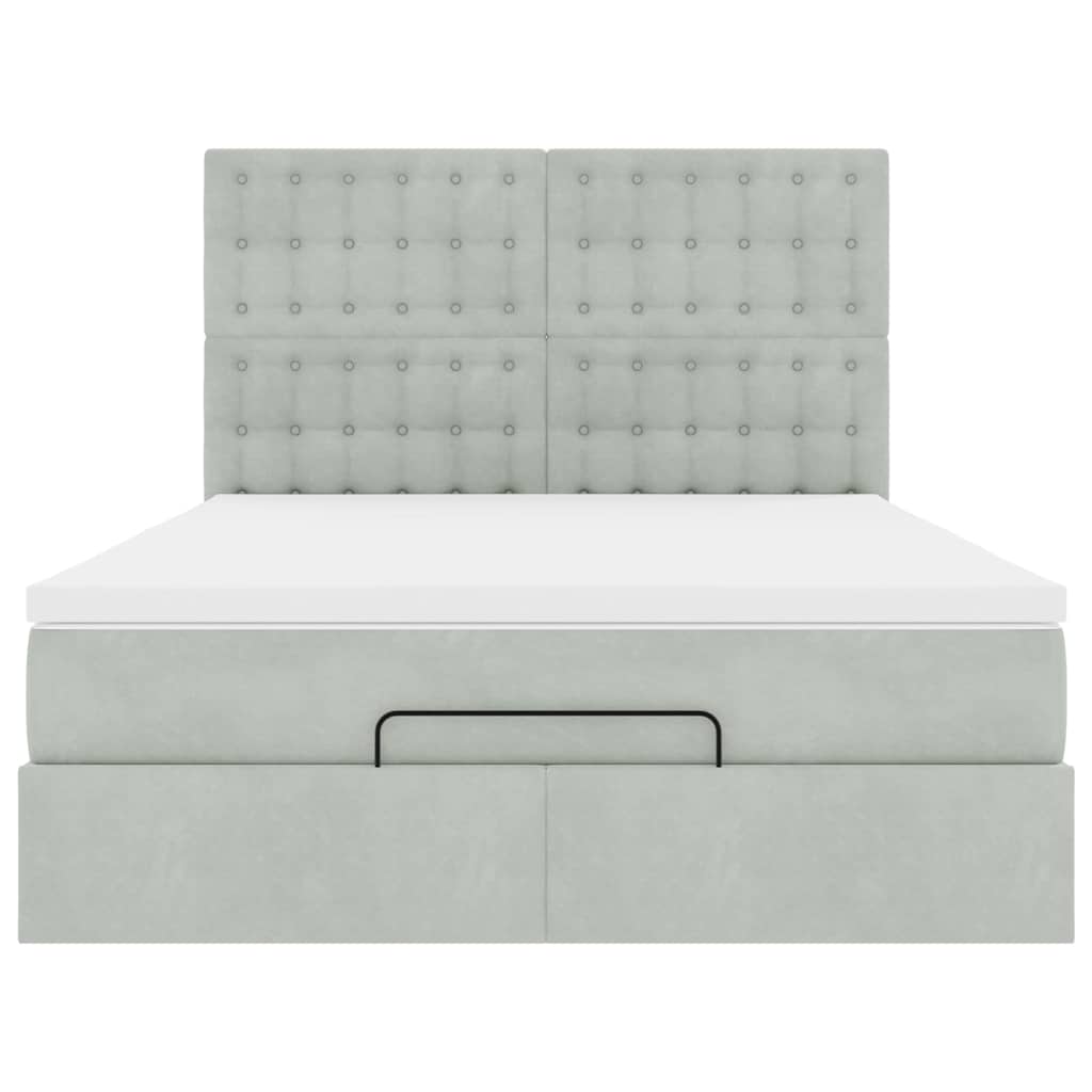 vidaXL Ottoman-Bett mit Matratzen Hellgrau 140x200 cm Samt