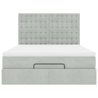 vidaXL Ottoman-Bett mit Matratzen Hellgrau 140x200 cm Samt