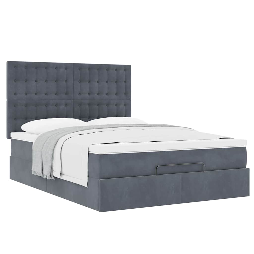 vidaXL Ottoman-Bett mit Matratzen Dunkelgrau 140x200 cm Samt