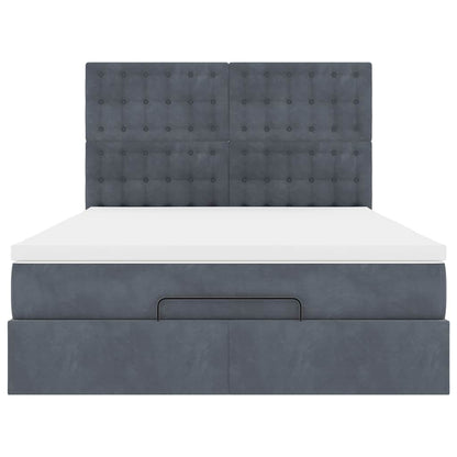 vidaXL Ottoman-Bett mit Matratzen Dunkelgrau 140x200 cm Samt