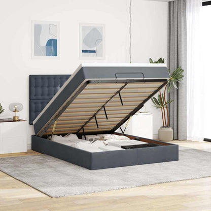 vidaXL Ottoman-Bett mit Matratzen Dunkelgrau 140x200 cm Samt