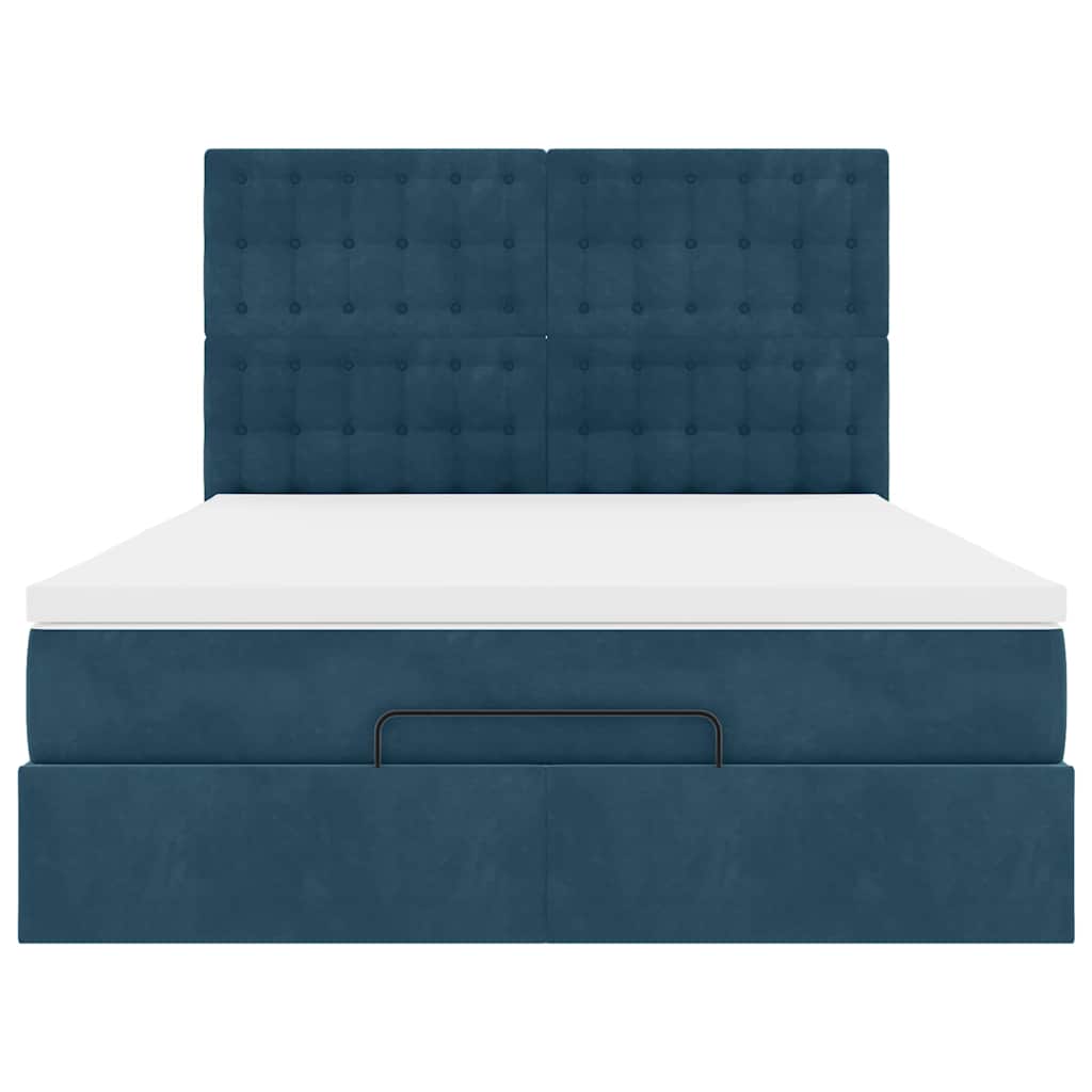 Ottoman-Bett mit Matratzen Dunkelblau 140x200 cm Samt