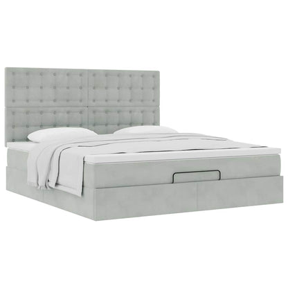 vidaXL Ottoman-Bett mit Matratzen Hellgrau 160x200 cm Samt