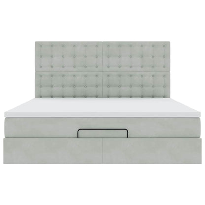 vidaXL Ottoman-Bett mit Matratzen Hellgrau 160x200 cm Samt