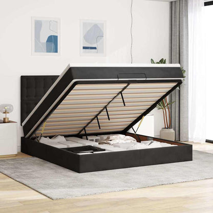 vidaXL Ottoman-Bett mit Matratzen Schwarz 160x200 cm Samt