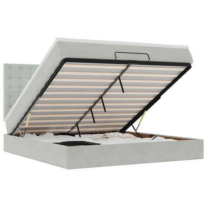 Ottoman-Bett mit Matratzen Hellgrau 180x200 cm Samt