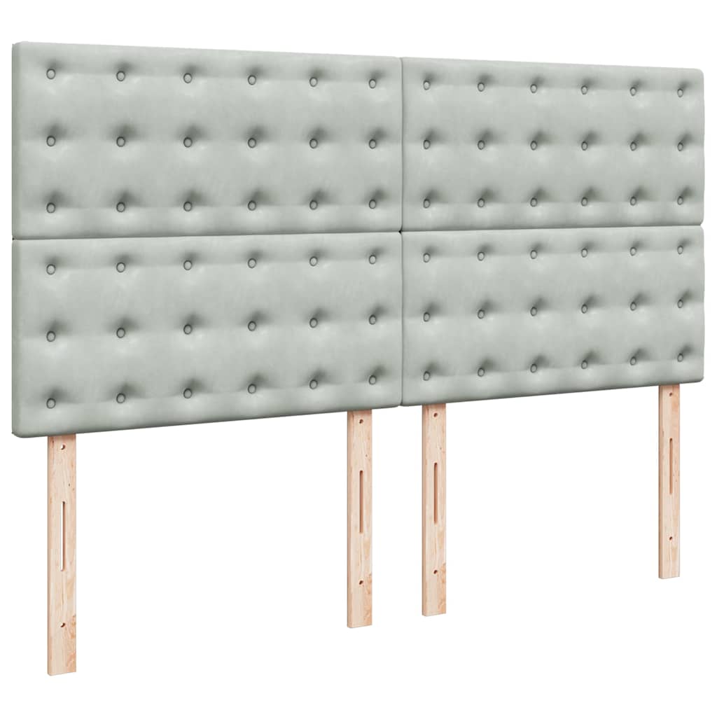 vidaXL Ottoman-Bett mit Matratzen Hellgrau 180x200 cm Samt