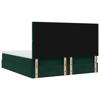 vidaXL Lit de rangement avec matelas Vert foncé 180x200 cm Velours