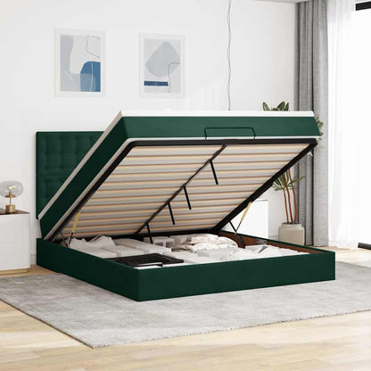 vidaXL Lit de rangement avec matelas Vert foncé 180x200 cm Velours