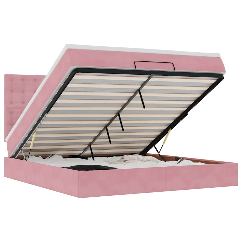 Ottoman-Bett mit Matratzen Rosa 180x200 cm Samt