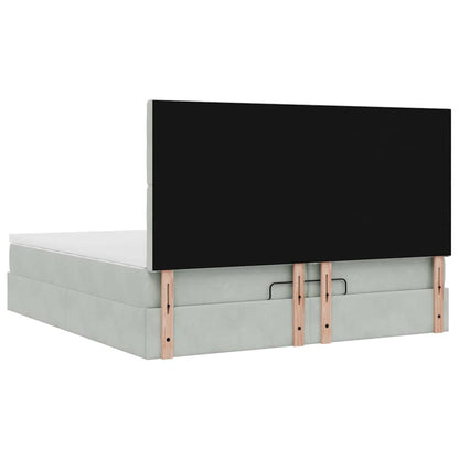 Ottoman-Bett mit Matratzen Hellgrau 200x200 cm Samt