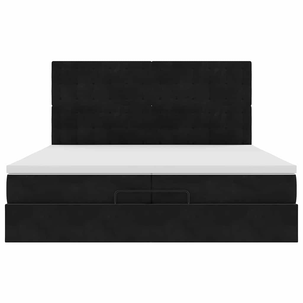 Ottoman-Bett mit Matratzen Schwarz 200x200 cm Samt