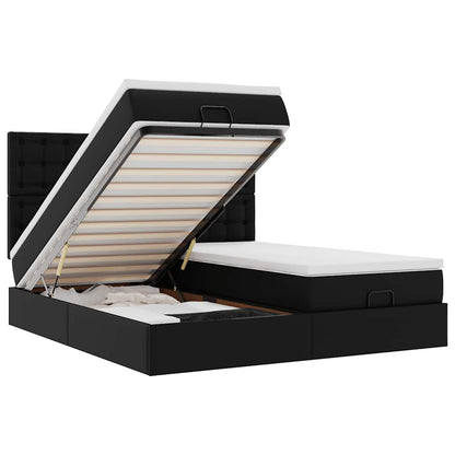 Ottoman-Bett mit Matratzen Schwarz 160x200 cm Kunstleder