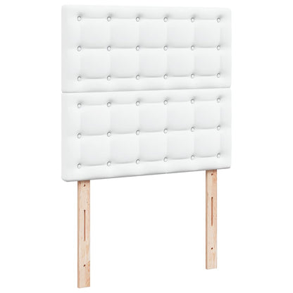 vidaXL Ottoman-Bett mit Matratzen Reinweiß 160x200 cm Kunstleder