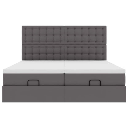 vidaXL Ottoman-Bett mit Matratzen Grau 160x200 cm Kunstleder