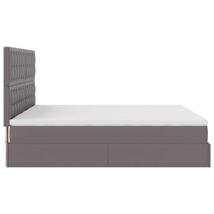 vidaXL Ottoman-Bett mit Matratzen Grau 160x200 cm Kunstleder