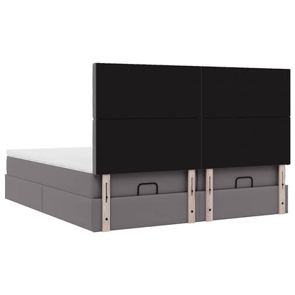vidaXL Ottoman-Bett mit Matratzen Grau 160x200 cm Kunstleder