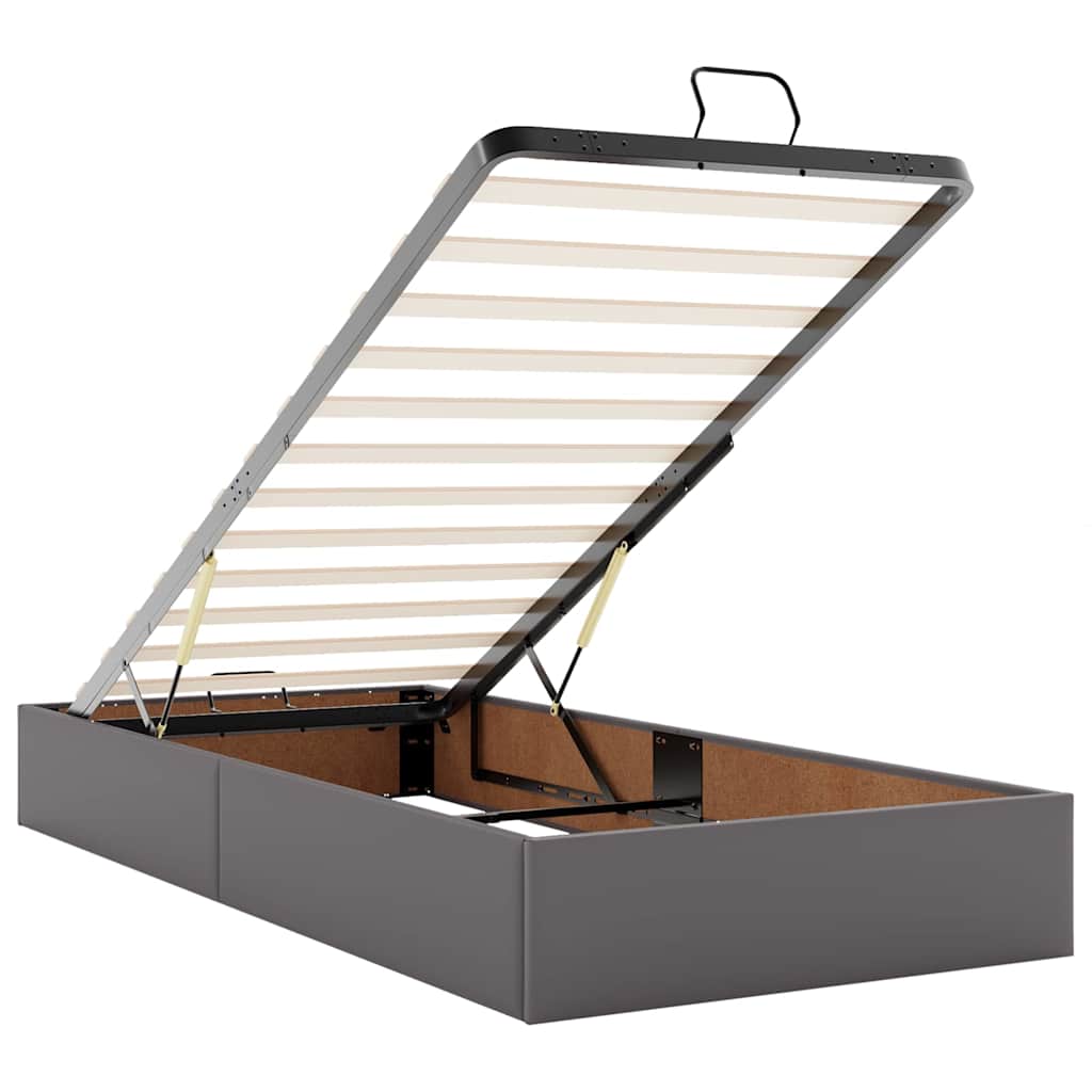vidaXL Ottoman-Bett mit Matratzen Grau 160x200 cm Kunstleder