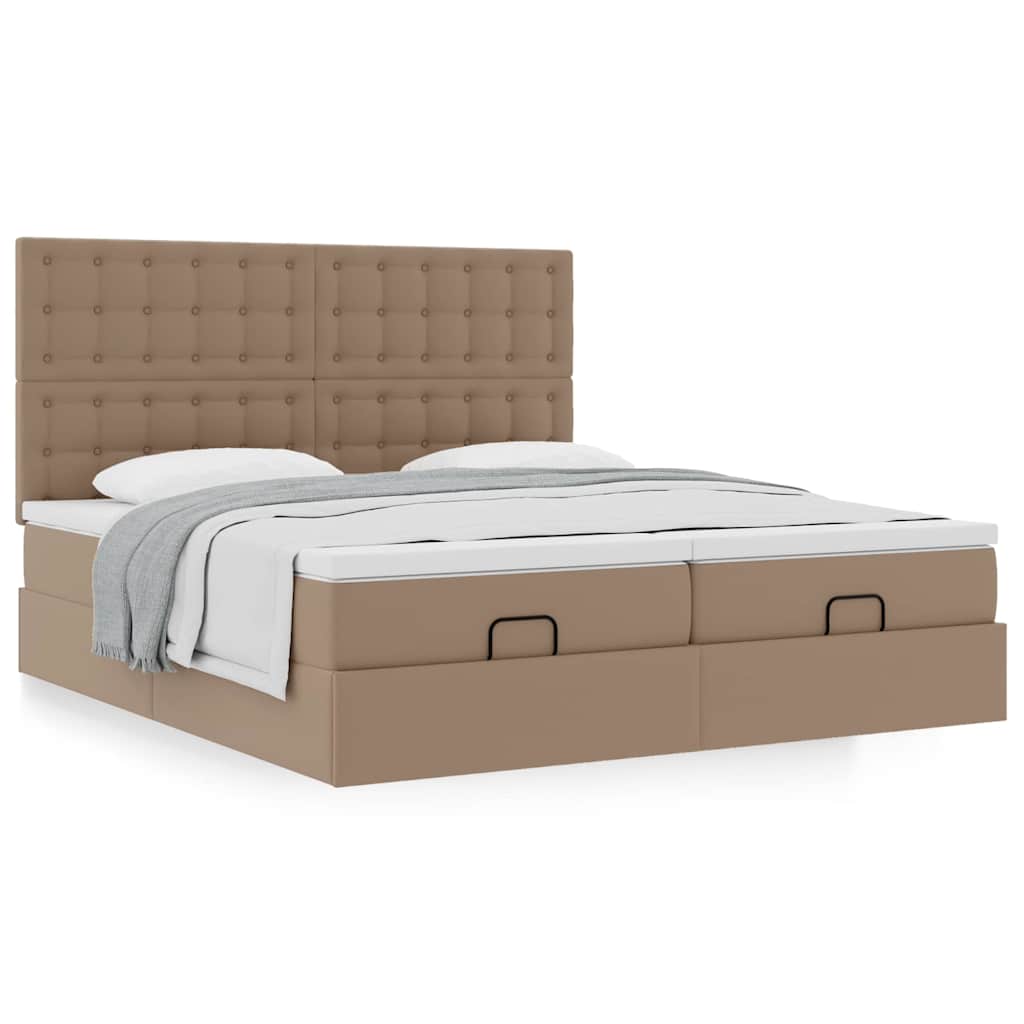 vidaXL Ottoman-Bett mit Matratzen Cappuccino 160x200cm Kunstleder