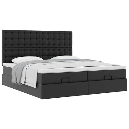 vidaXL Ottoman-Bett mit Matratzen Schwarz 180x200 cm Kunstleder
