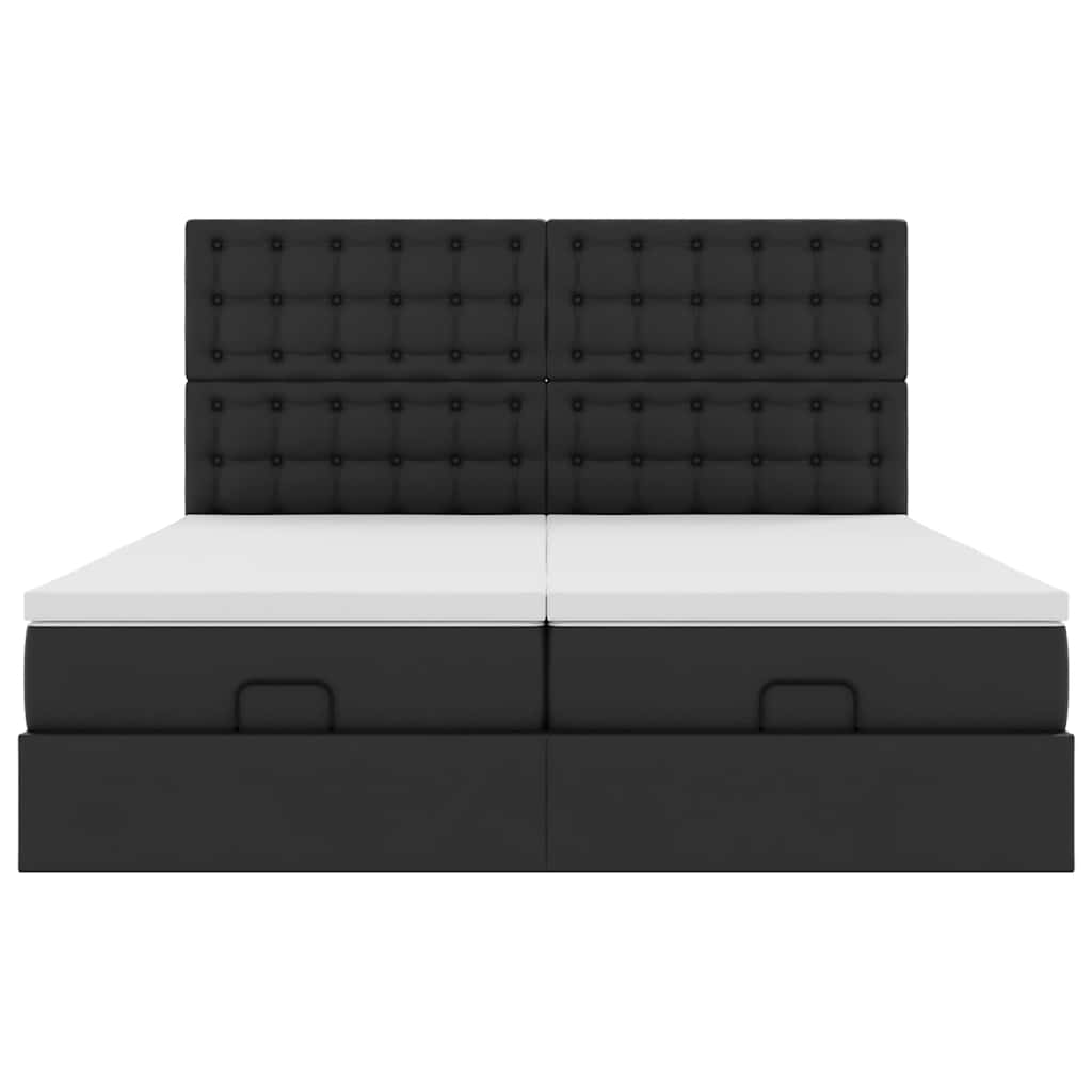 vidaXL Ottoman-Bett mit Matratzen Schwarz 180x200 cm Kunstleder