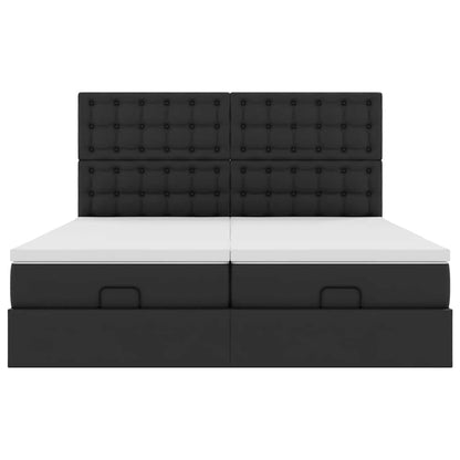 vidaXL Ottoman-Bett mit Matratzen Schwarz 180x200 cm Kunstleder