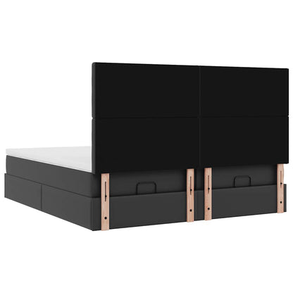 vidaXL Ottoman-Bett mit Matratzen Schwarz 180x200 cm Kunstleder
