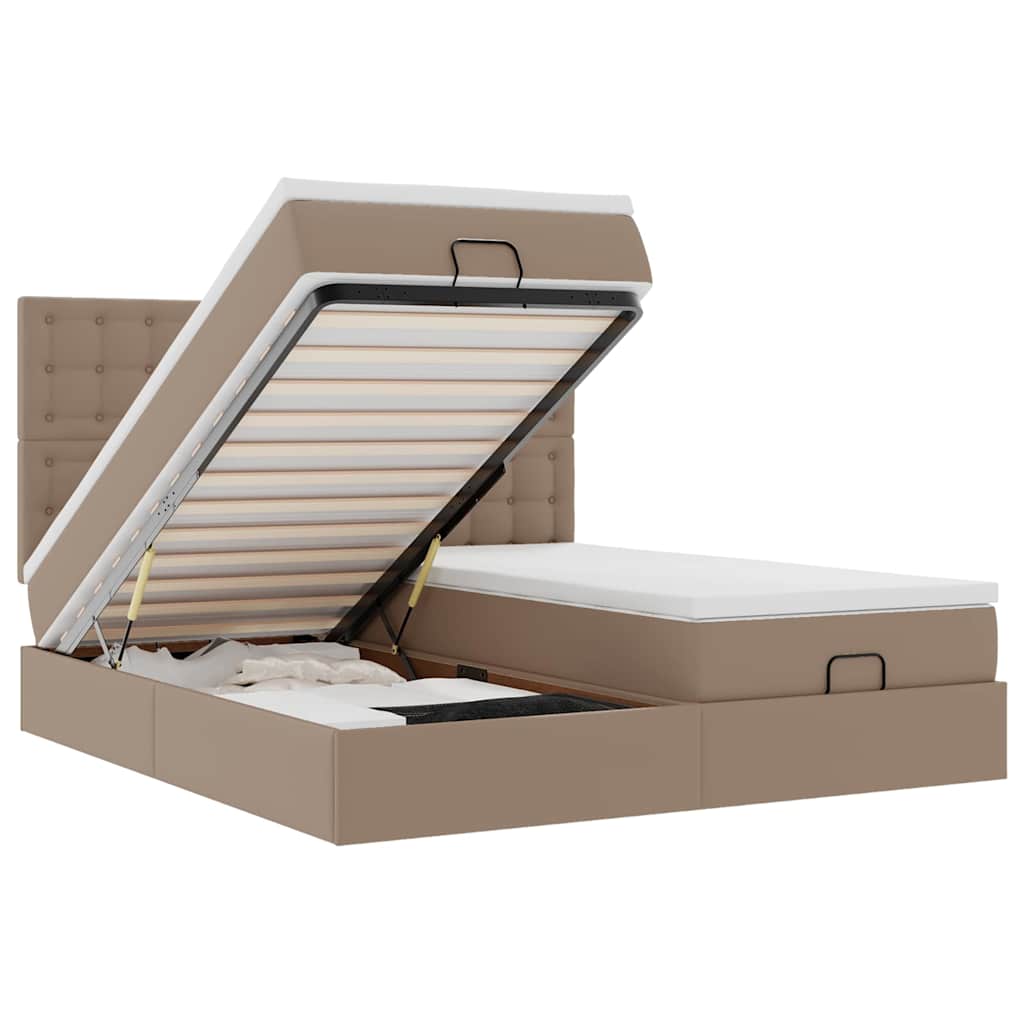 vidaXL Lit coffre avec matelas cappuccino 180x200cm similicuir