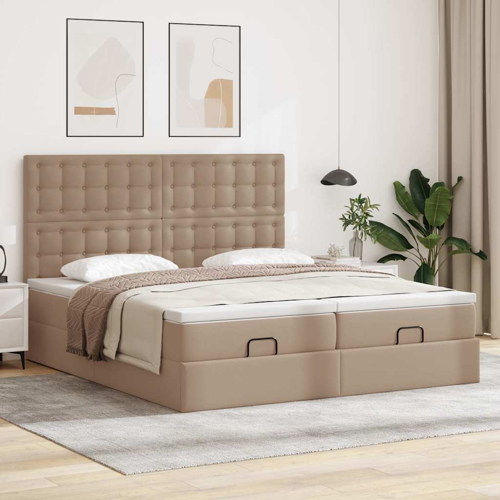 vidaXL Lit coffre avec matelas cappuccino 180x200cm similicuir