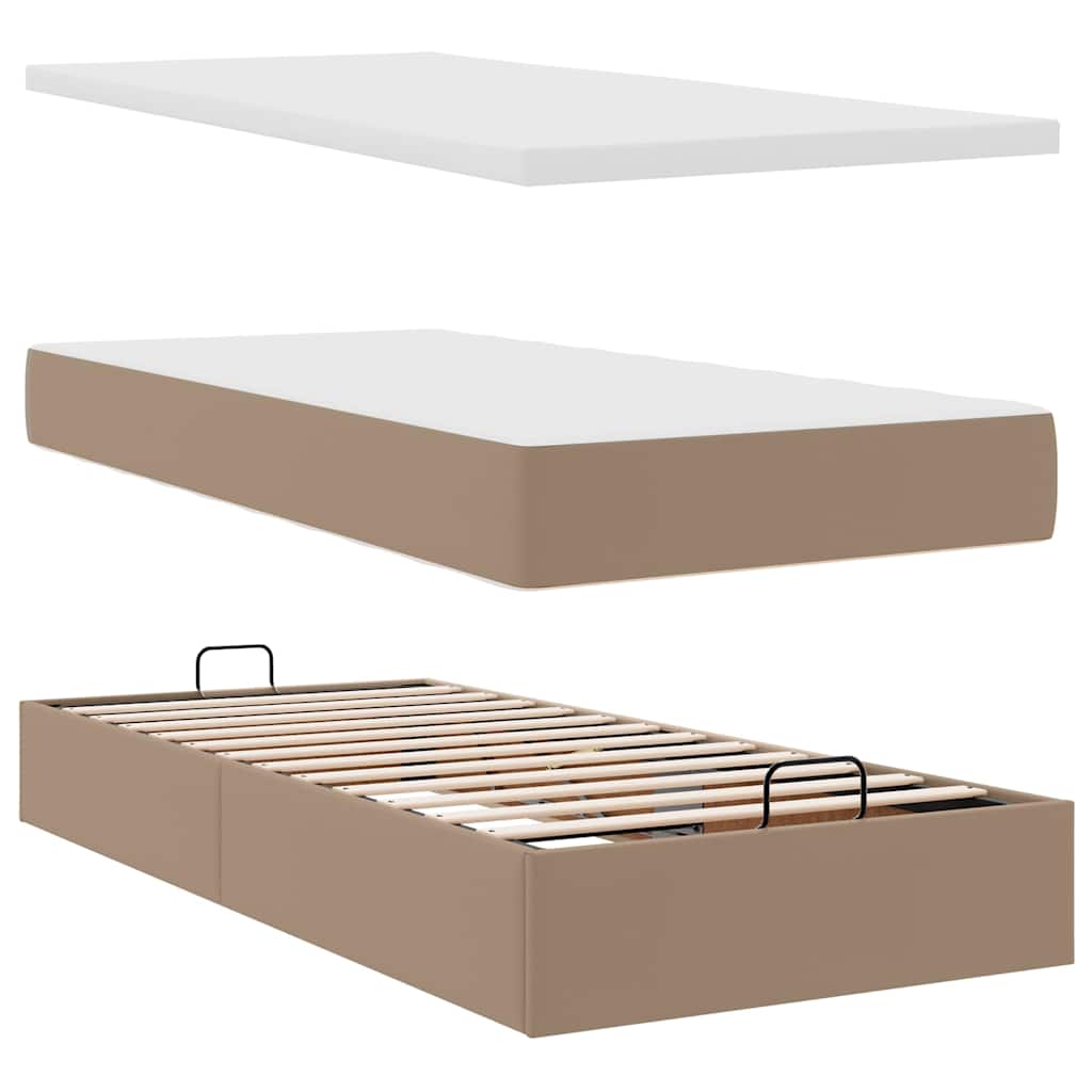 vidaXL Lit coffre avec matelas cappuccino 180x200cm similicuir